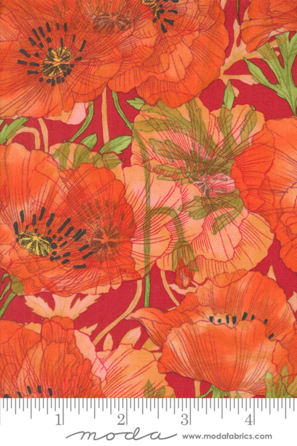 Superbloom Geranium Poppy by Robin Pickens – fabric – colorful textile design