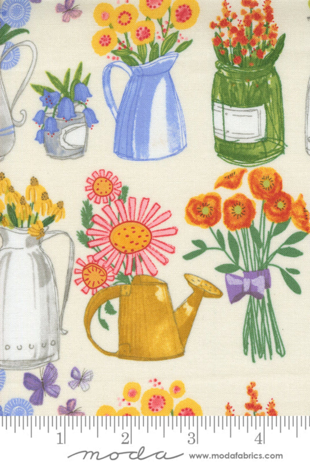 Superbloom Cream Flea Market Vases Novelty Flower Jars by Robin Pickens – fabric – colorful textile design