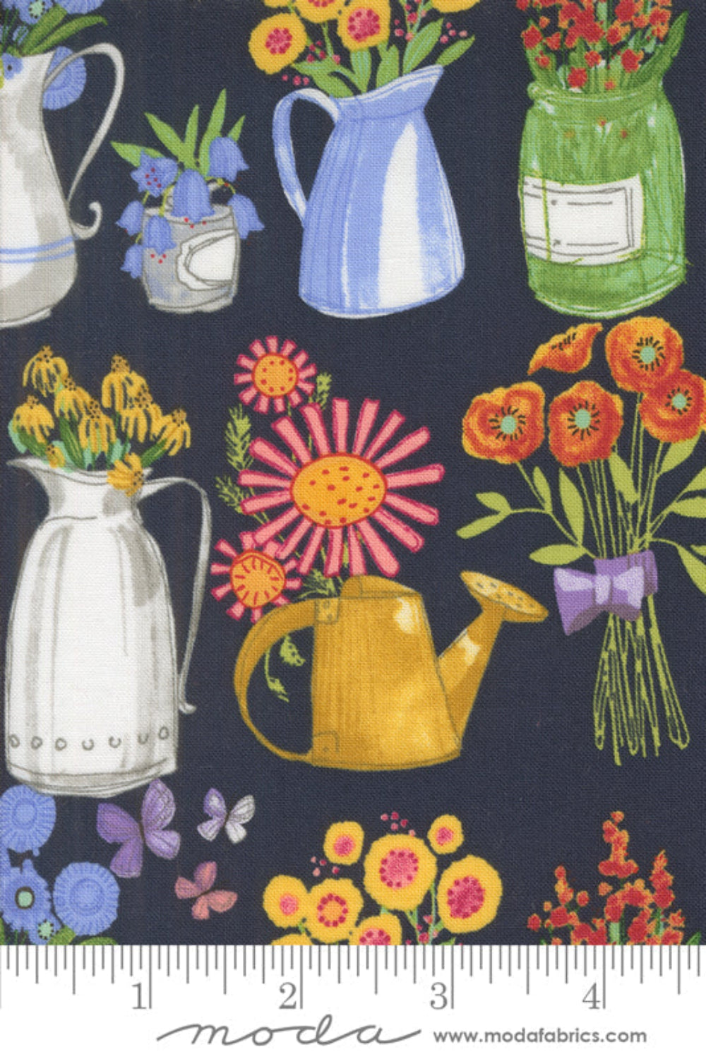 Superbloom Indigo Flea Market Vases Novelty Flower Jars by Robin Pickens – fabric – colorful textile design