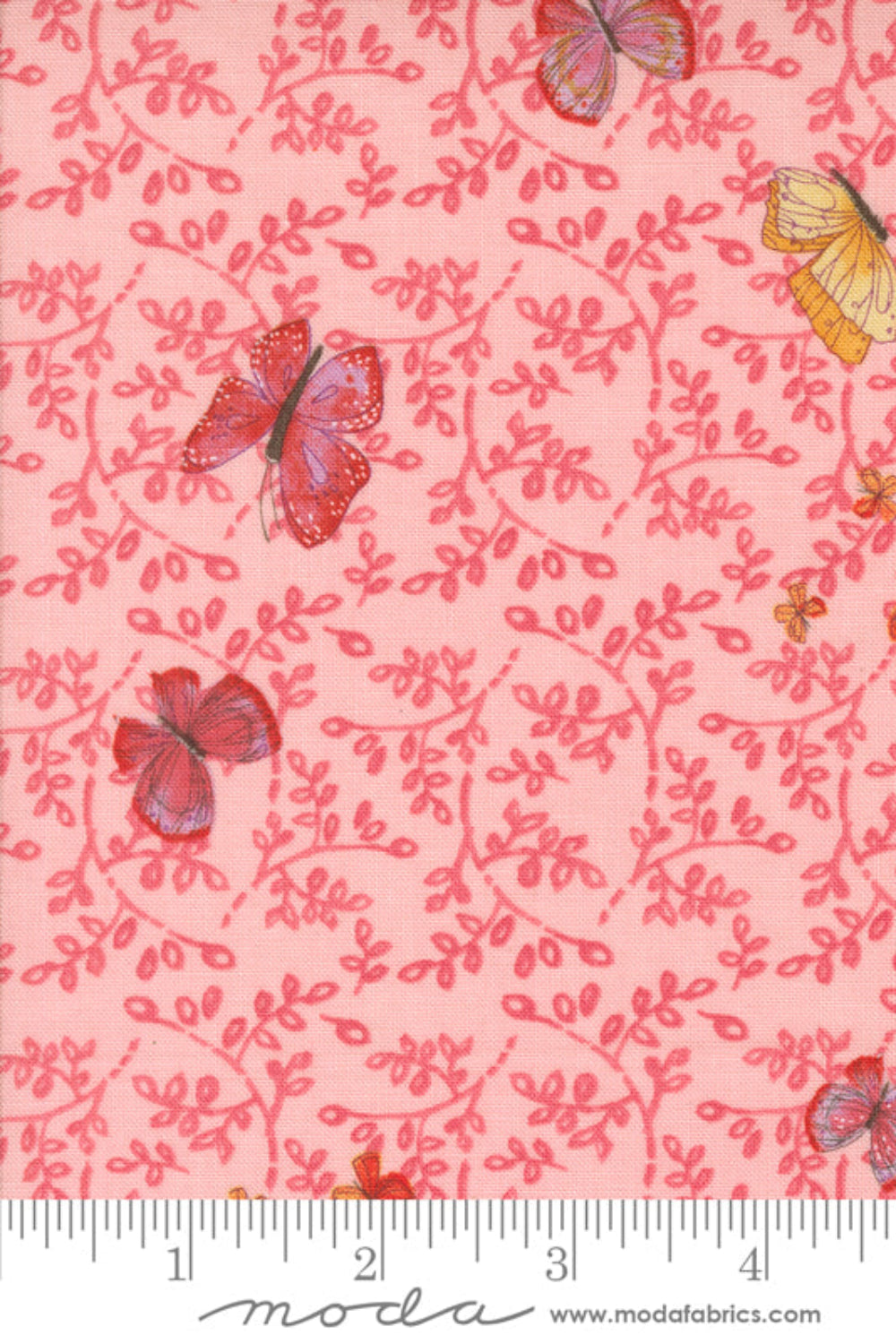 Superbloom Carnation Butterfly Trellis Novelty Butterfly Vines by Robin Pickens – fabric – colorful textile design