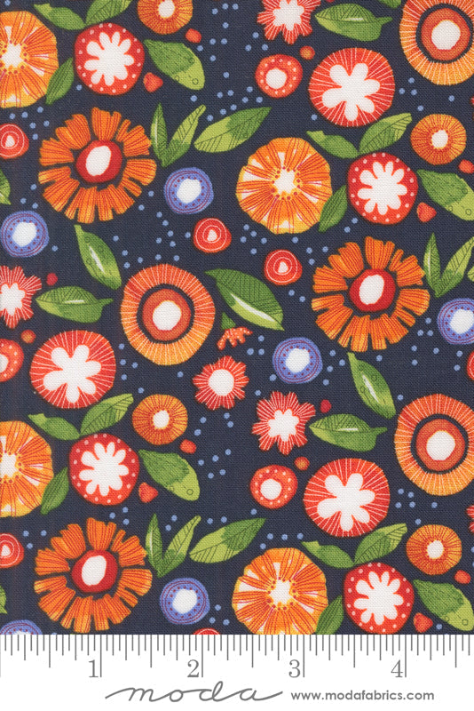 Superbloom Indigo Posy Party Florals by Robin Pickens – fabric – colorful textile design