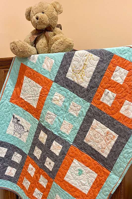 Savannah - Blue, Orange and Gray Baby Quilt – quilts & comforters – made from baby clothes