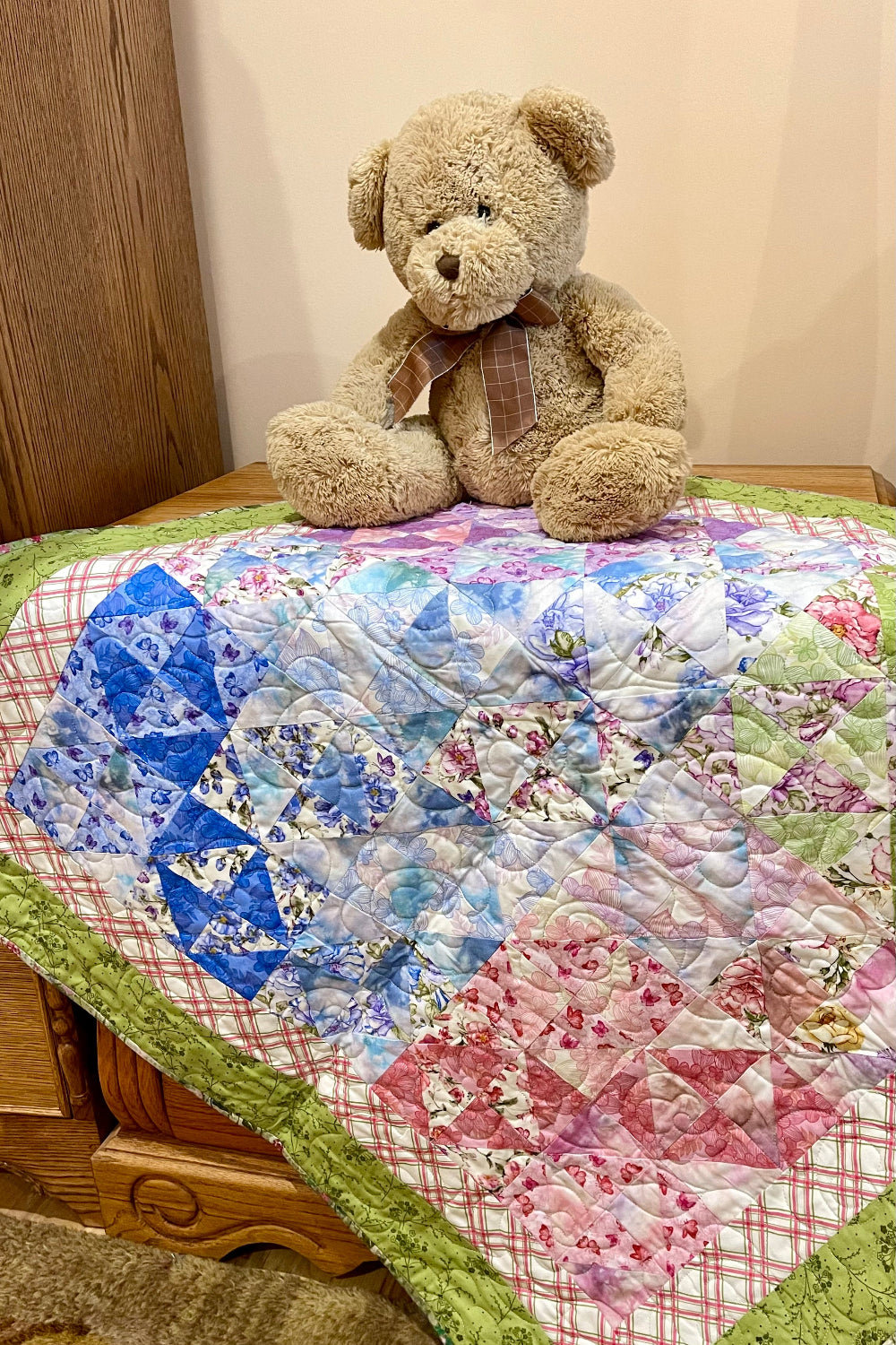 Springtime Table Topper or newborn Baby Quilt – quilts & comforters – made from baby clothes