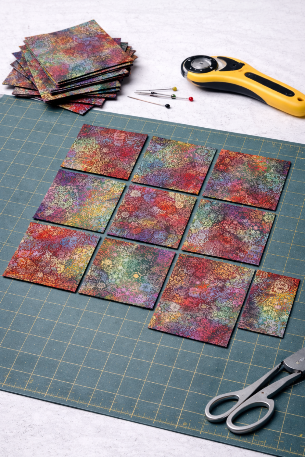 Vertical view of Impressions Multi Small Mosaic quilting cotton - perfect for modern quilts and contemporary fabric projects