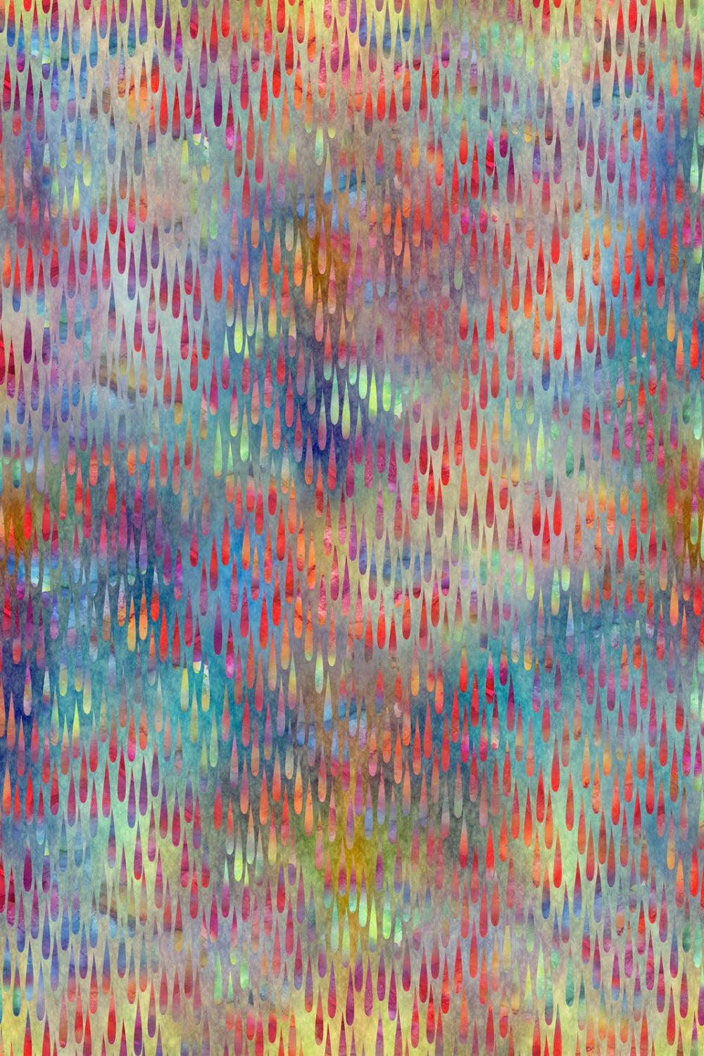 Impressions by Jason Yenter, Multi Light Raindrops – fabric – colorful textile design