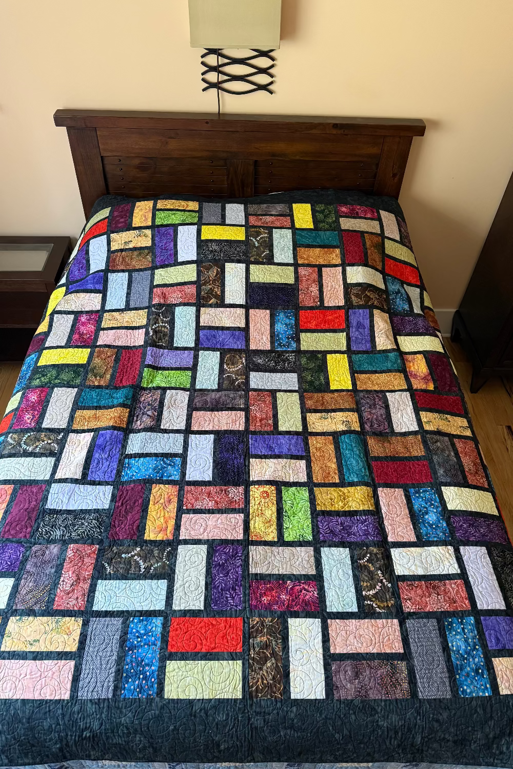 Stained Glass 84" x 84" Handmade Twin / Full Batik Quilt