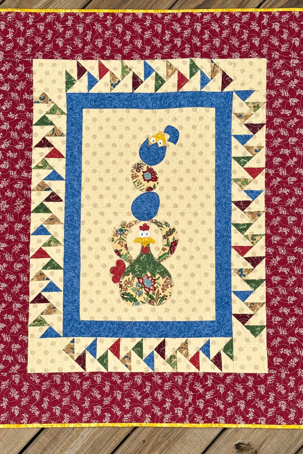 Chicken Coop 29.5" x 36.5" Handmade Wall Hanging, Table Topper, or Lap Quilt