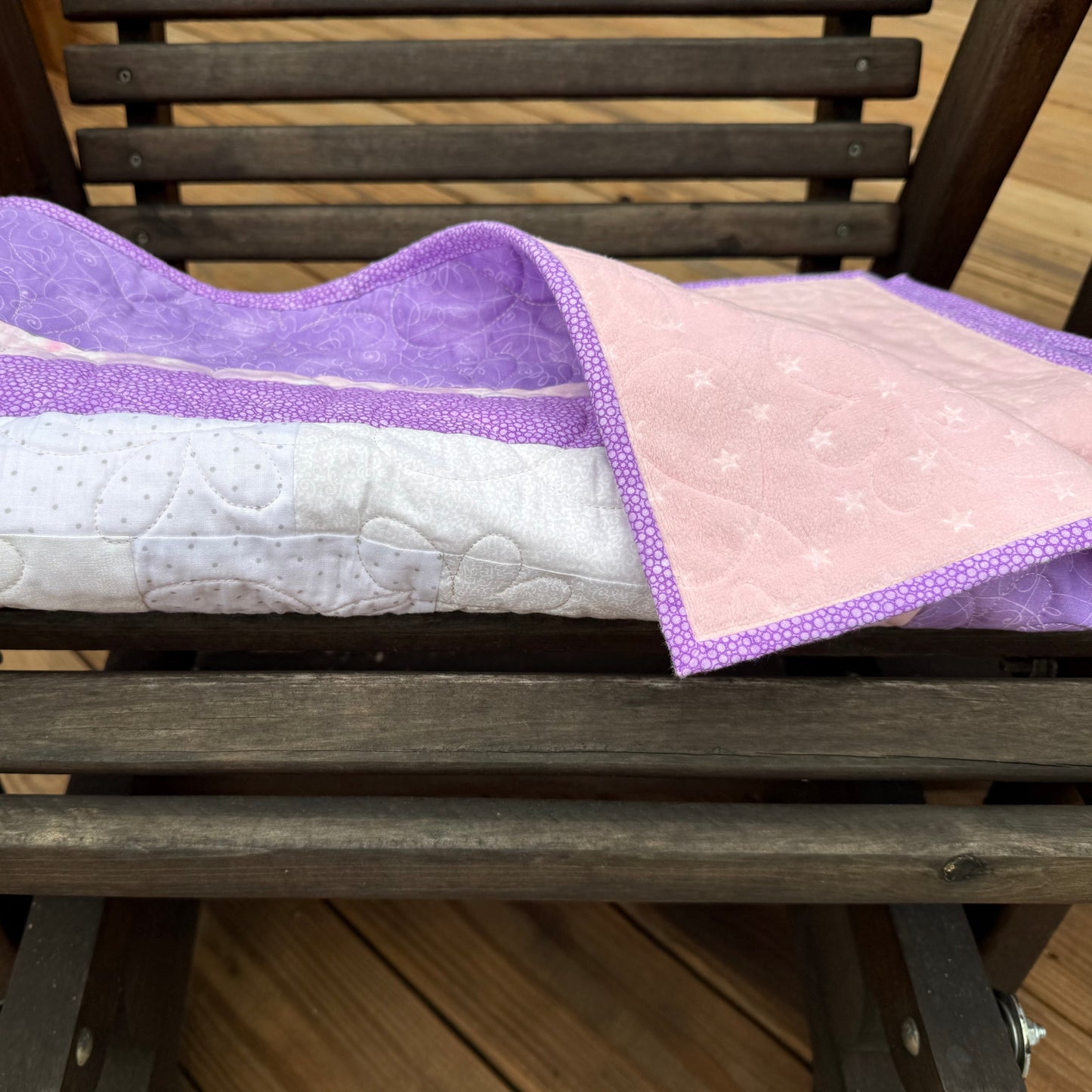 Sweetheart Purple 38.5" x 40" Handmade Baby Quilt