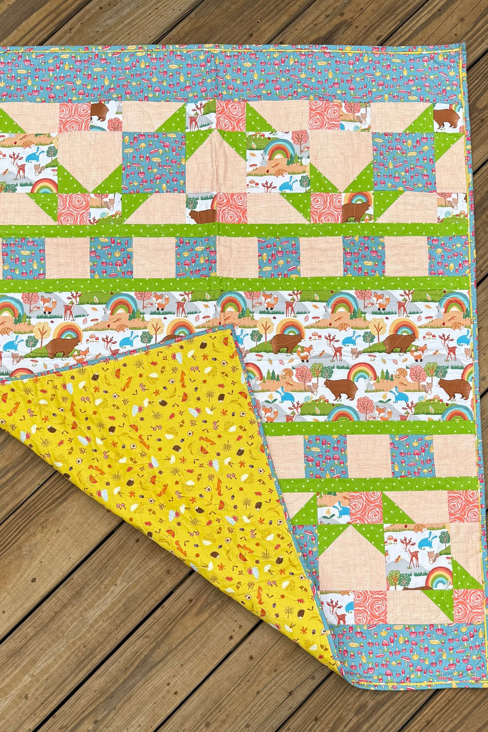 Forest Friends Orange 36" x 45" Handmade Baby Quilt