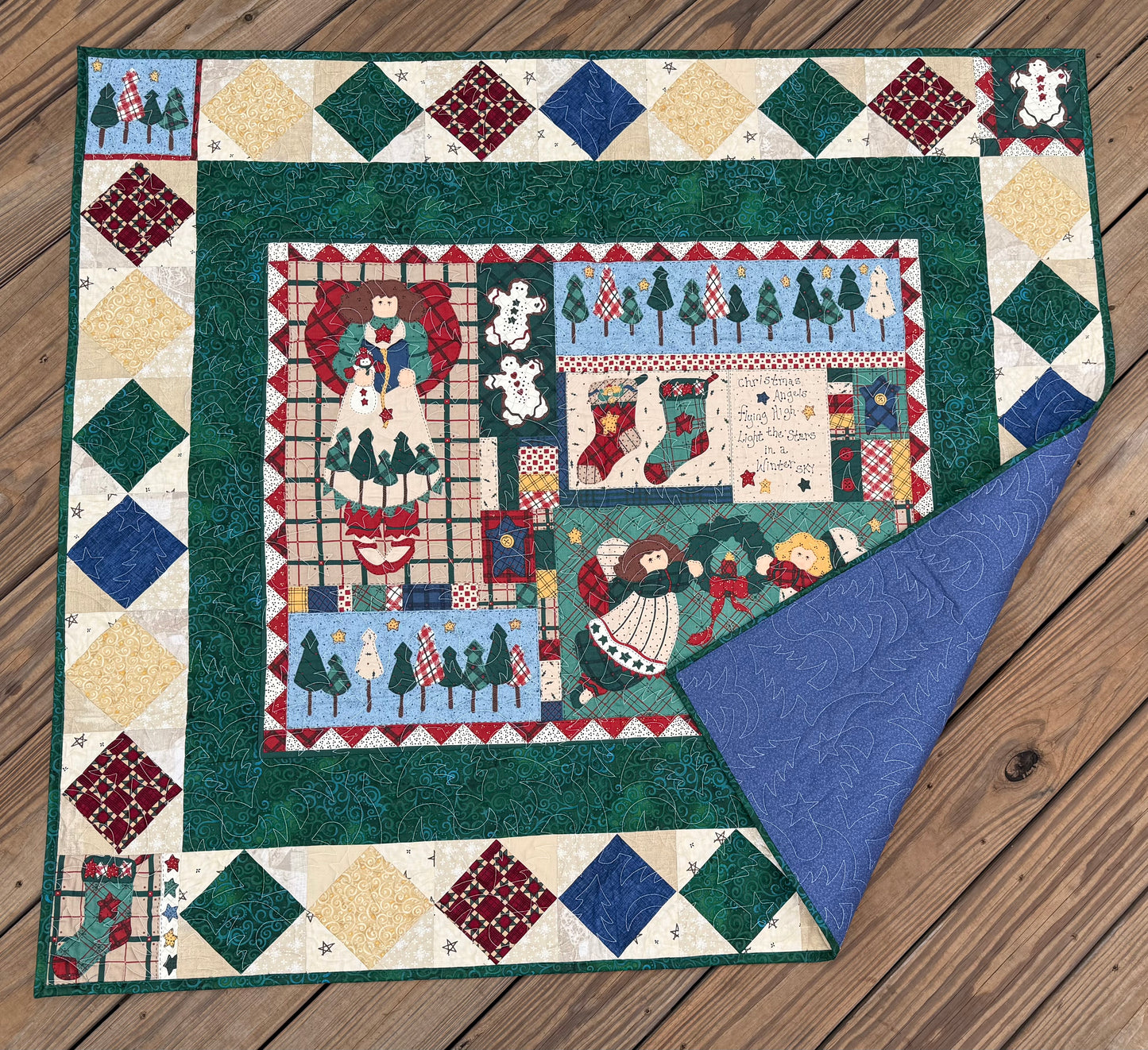 Christmas Angels 50" x 44.5" Handmade Throw Qui