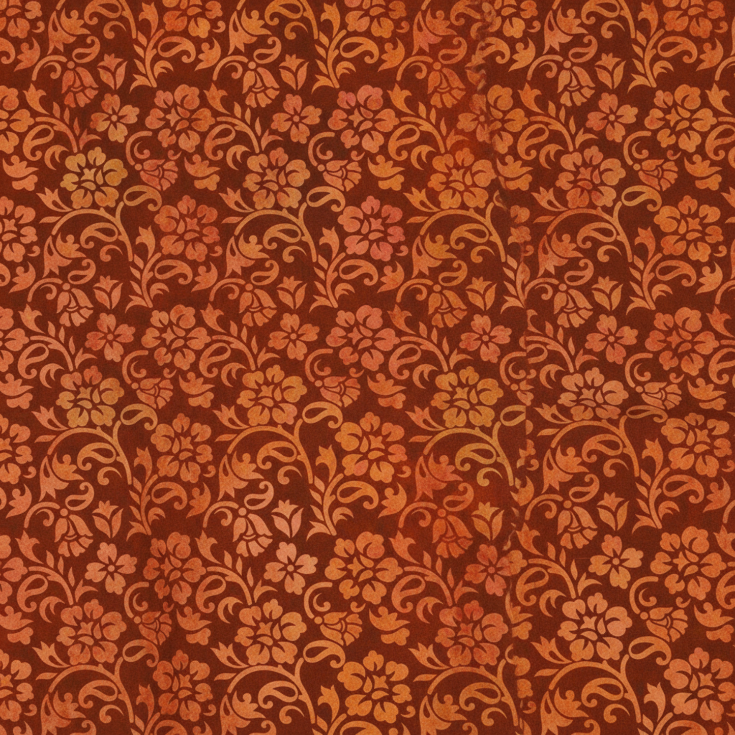 Close-up of Prism II Rust Floral Vines fabric showing intricate vine details and rich rust color - premium 100% cotton