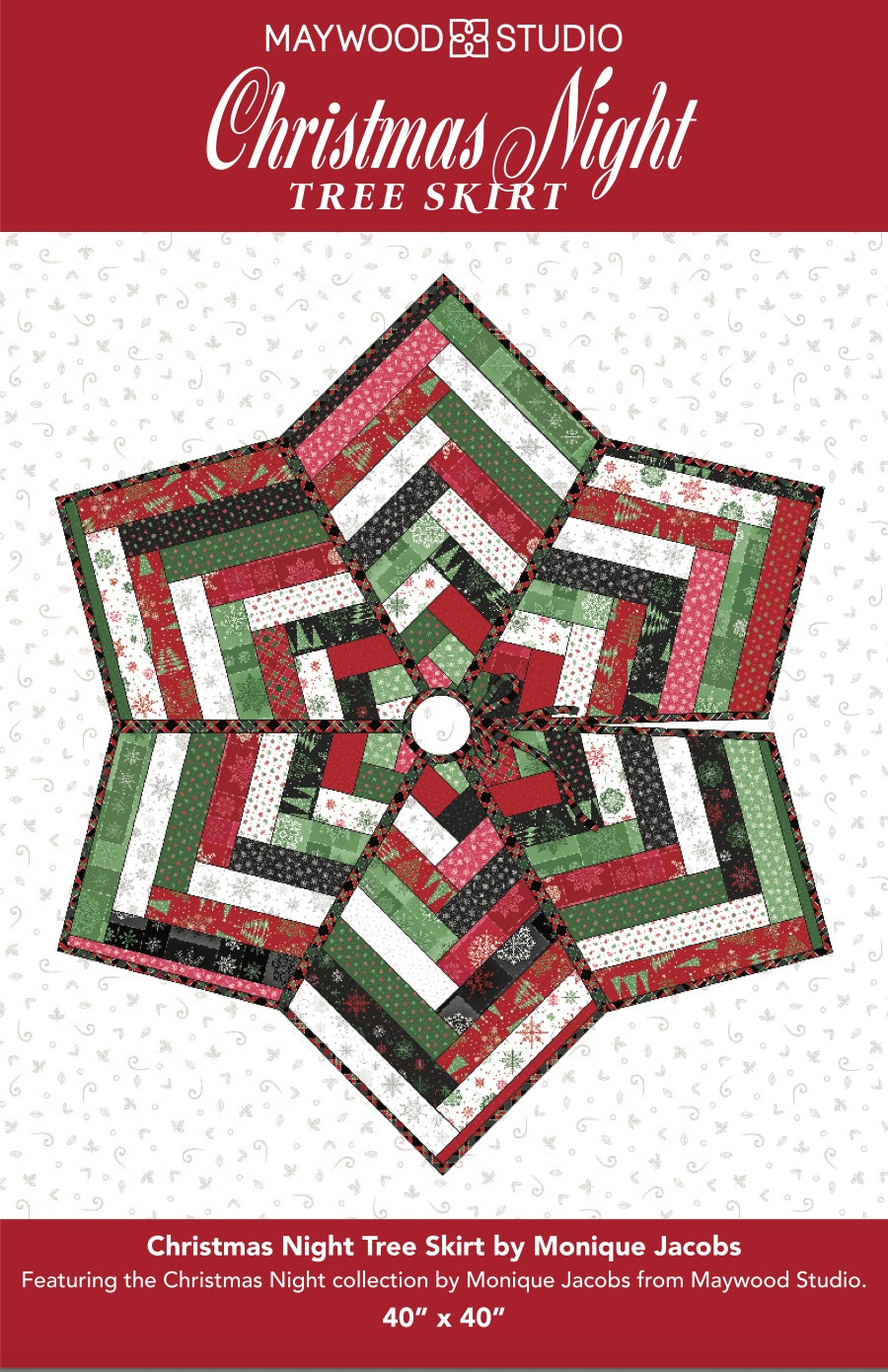 Christmas Night Tree Skirt by Monique Jacobs Digital Download – quilt pattern – colorful textile design