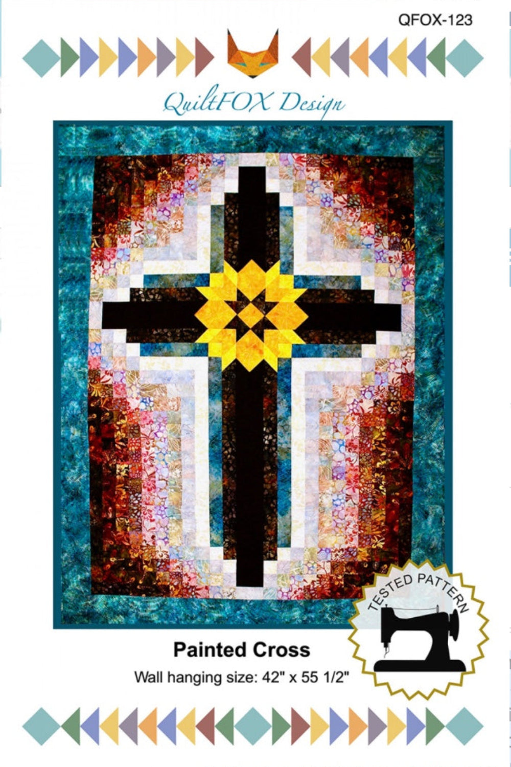 Painted Cross – quilt pattern – colorful textile design