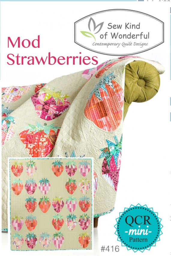 Mod Strawberries – pattern – colorful textile design