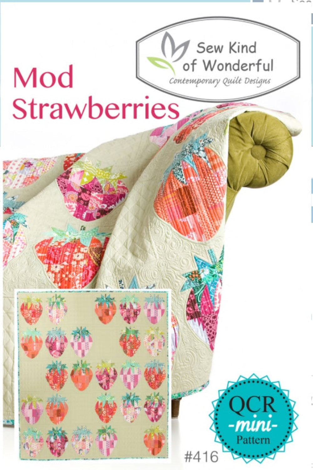 Mod Strawberries – pattern – colorful textile design