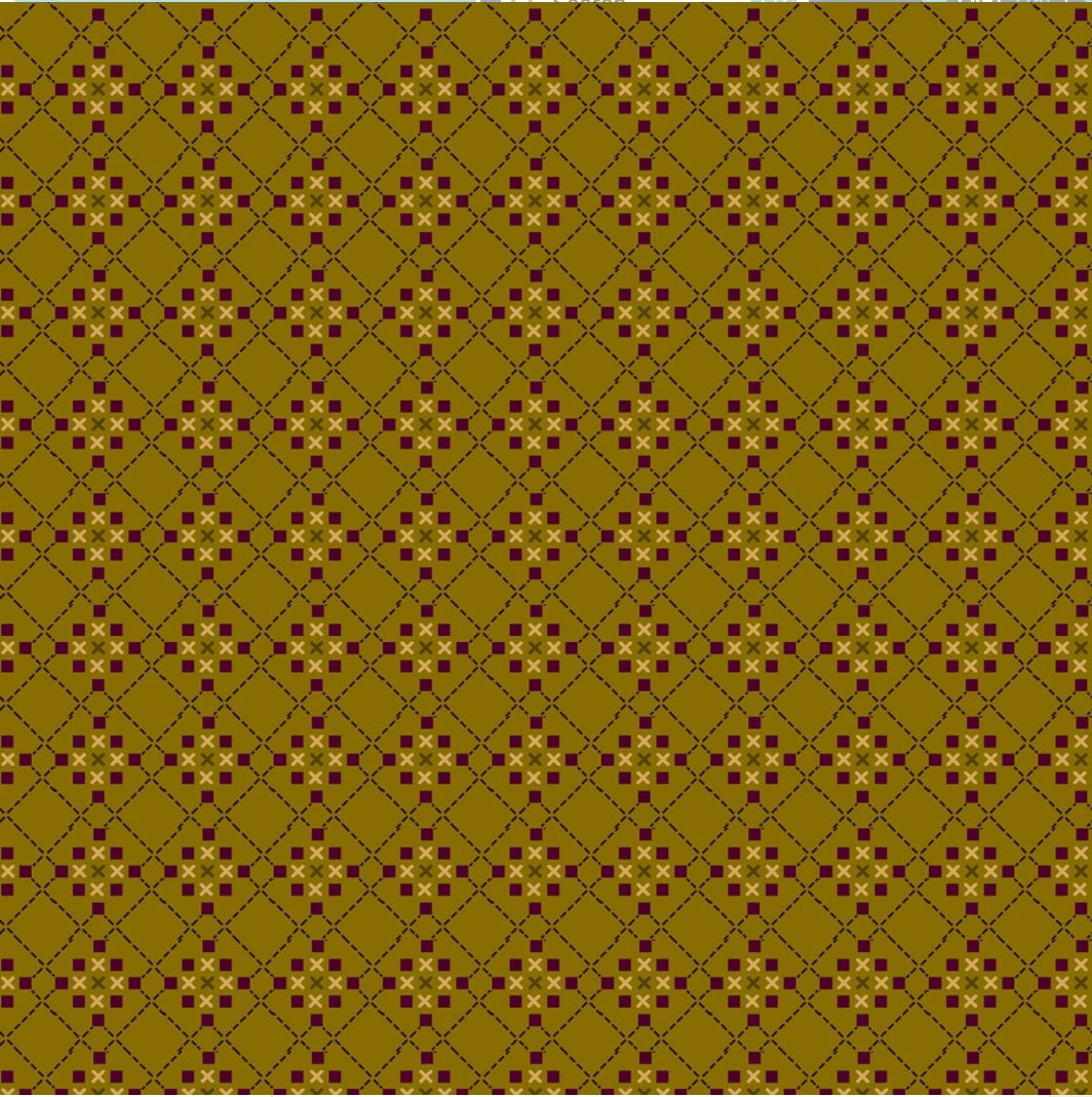 Olive Crosshatched Boxes – fabric – colorful textile design