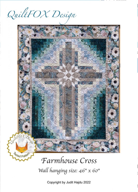Farmhouse Cross – quilt pattern – colorful textile design