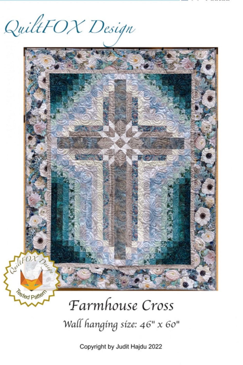 Farmhouse Cross – quilt pattern – colorful textile design