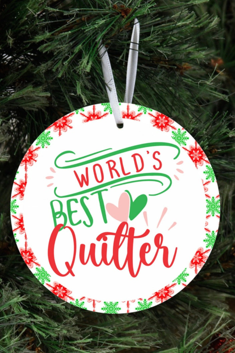 World's Best Quilter Metal Ornament – ornament – colorful textile design