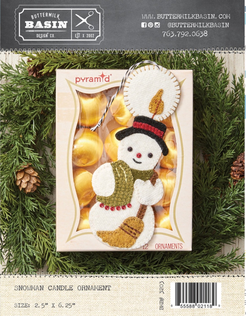 Snowman Candle Ornament – pattern – colorful textile design