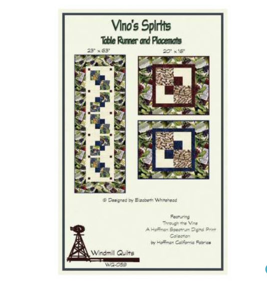 Vino's Spirits Table Runner and Place Mats – quilt pattern – colorful textile design