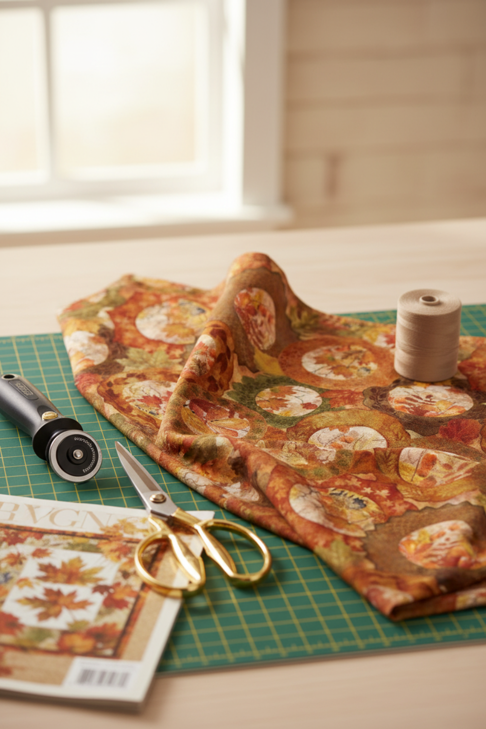 Vertical display of Autumn Celebration Multi Circles by Jason Yenter – vibrant circular medallions perfect for quilting