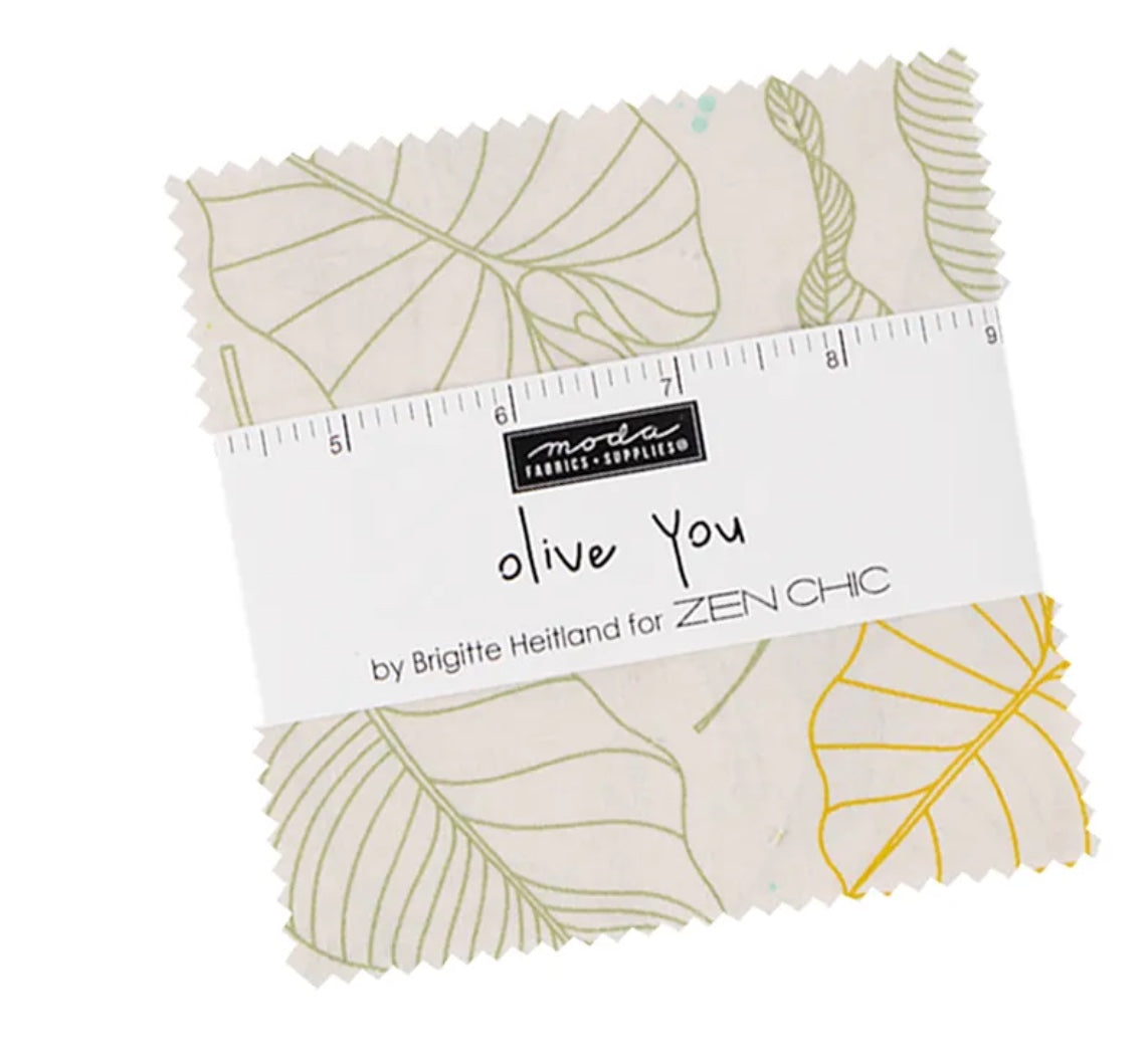Olive You by Zen Chic for Moda Fabrics, Charm Pack 5" x 5", 42 Pcs.