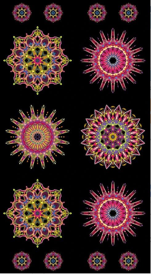 Needle Stars - Red/Multi Quilt Panel - 24" – fabric panel – fabric panel included