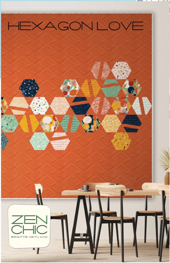 Hexagon Love – quilt pattern – colorful textile design