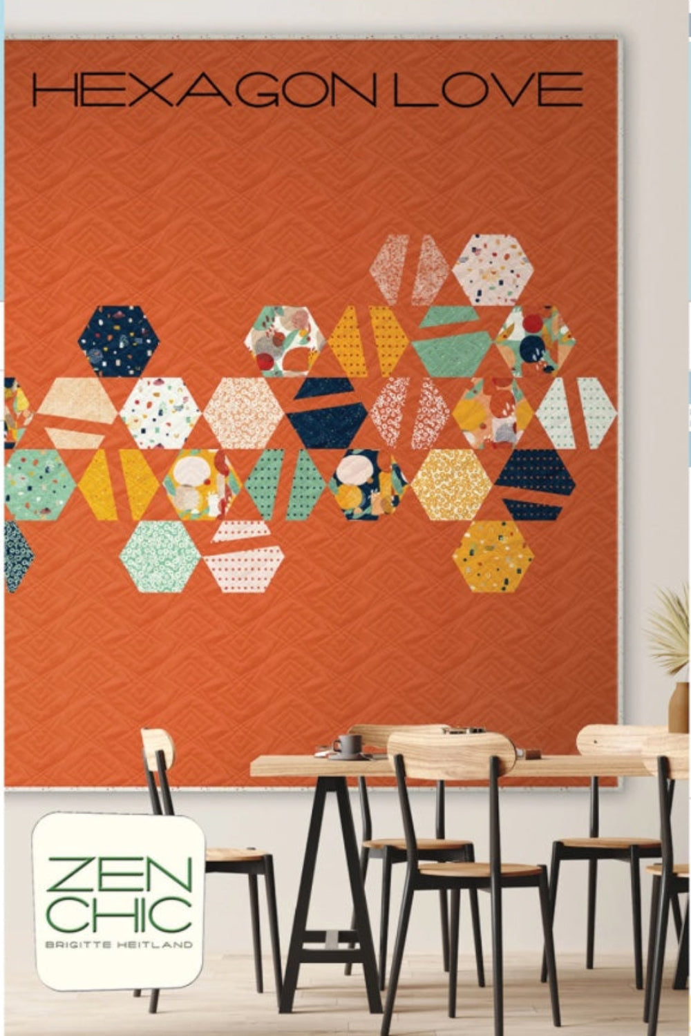 Hexagon Love – quilt pattern – colorful textile design