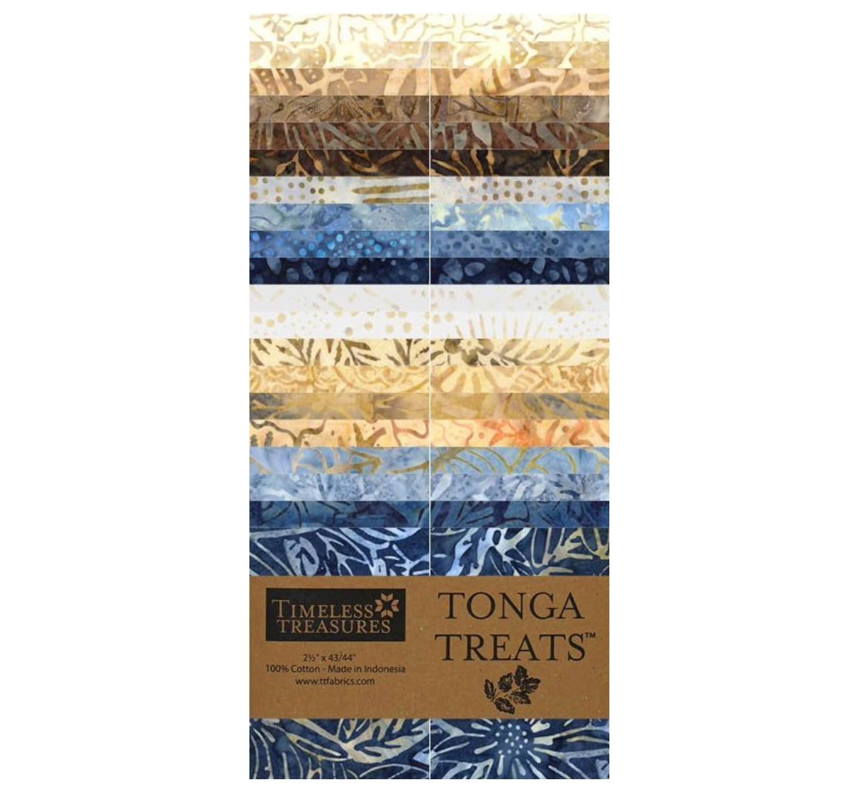 2.5in Strips Tonga Batik Moonlit, 40Pcs – 2.5" strip – colorful textile design
