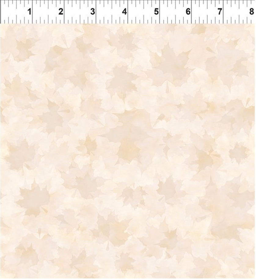 Reflections of Autumn II Shadow Maple Leaf Cream – fabric – colorful textile design
