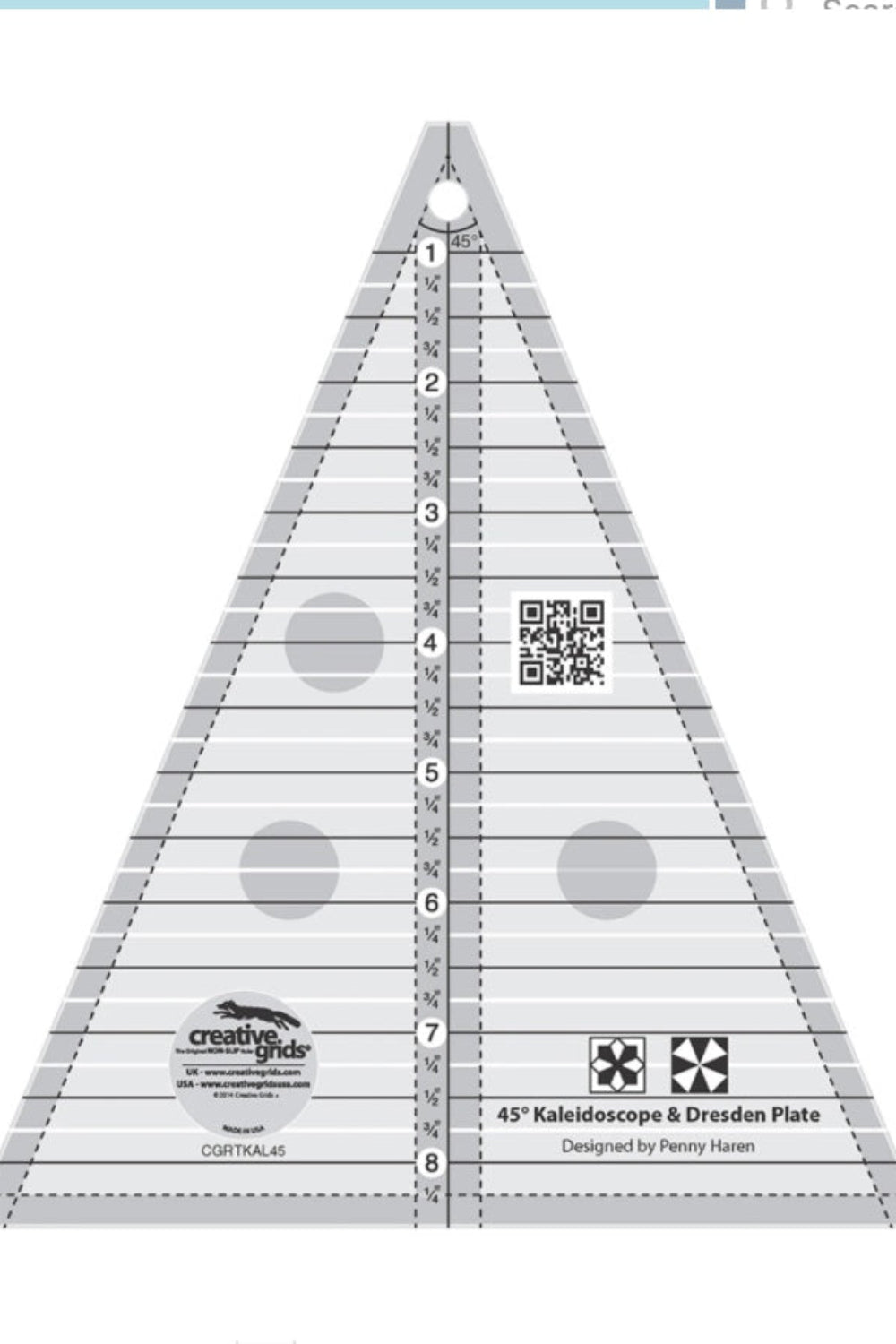 Creative Grids 45 Degree Kaleidoscope & Dresden Plate Quilt Ruler – notion – colorful textile design