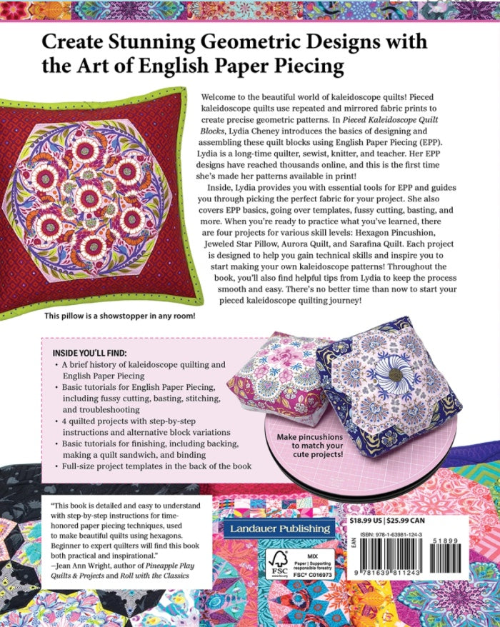 Pieced Kaleidoscope Quilt Blocks – book – fabric panel included