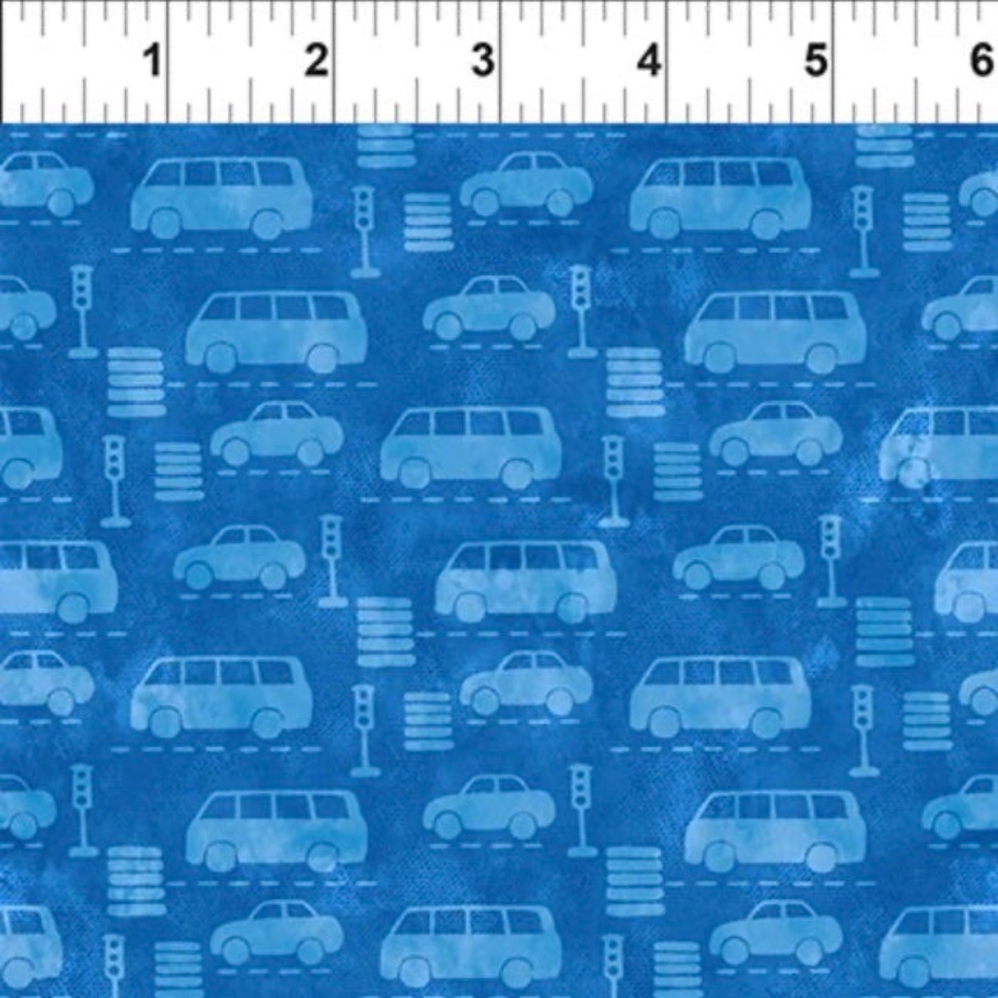 On the Go – Automobiles Blue by Jason Yenter (In the Beginning Fabrics)