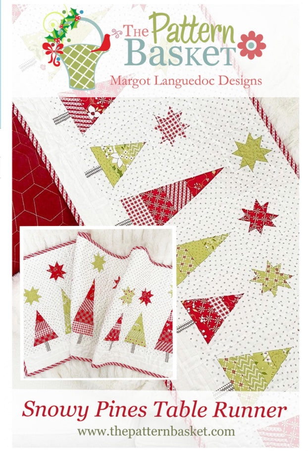 Snowy Pines Table Runner – quilt pattern – colorful textile design