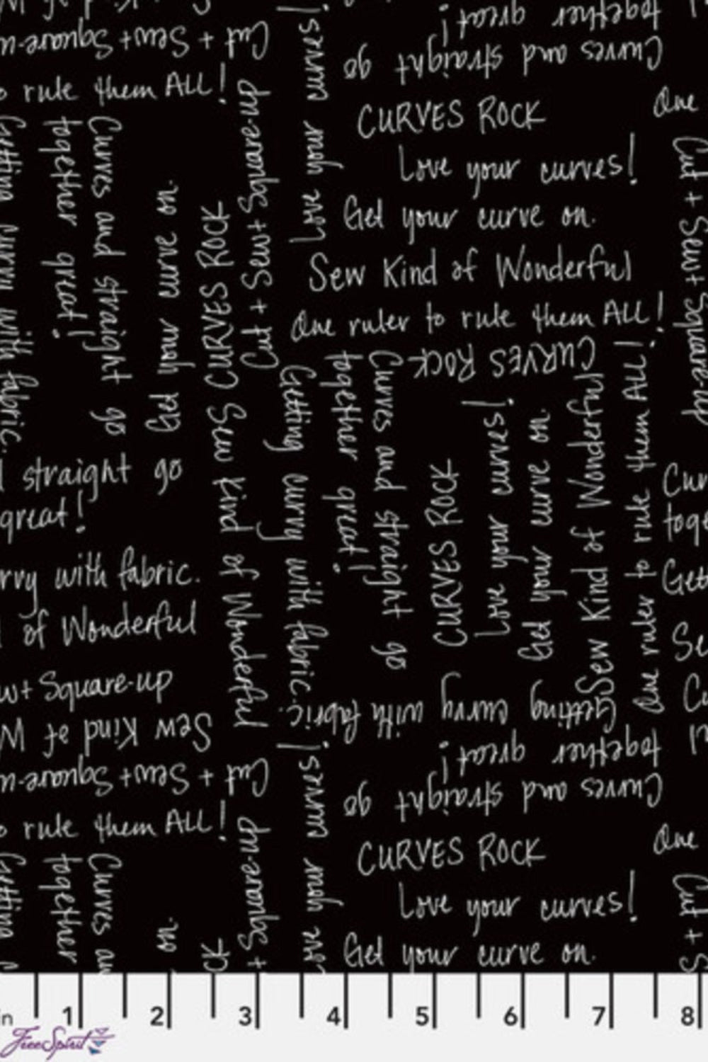 Writing on the Wall - Curves - Black – fabric – colorful textile design