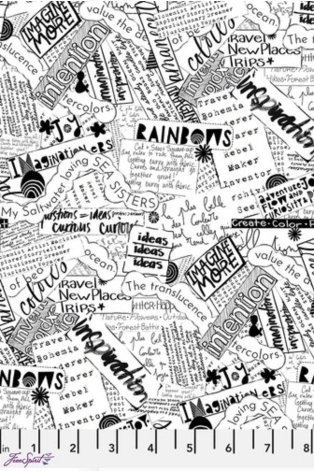 Writing on the Wall - Word Collage - White – fabric – colorful textile design