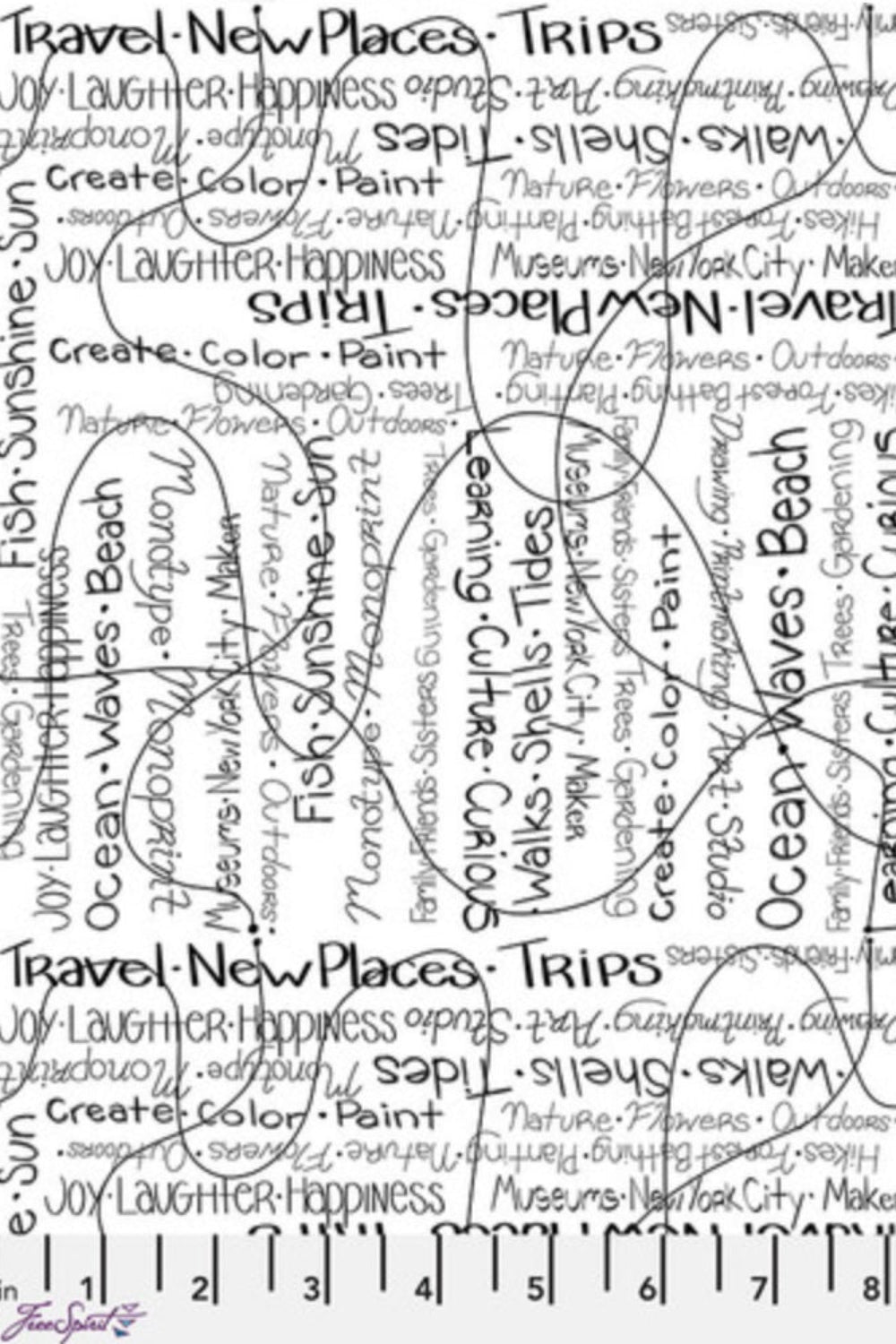 Writing on the Wall - Going Places - White – fabric – colorful textile design