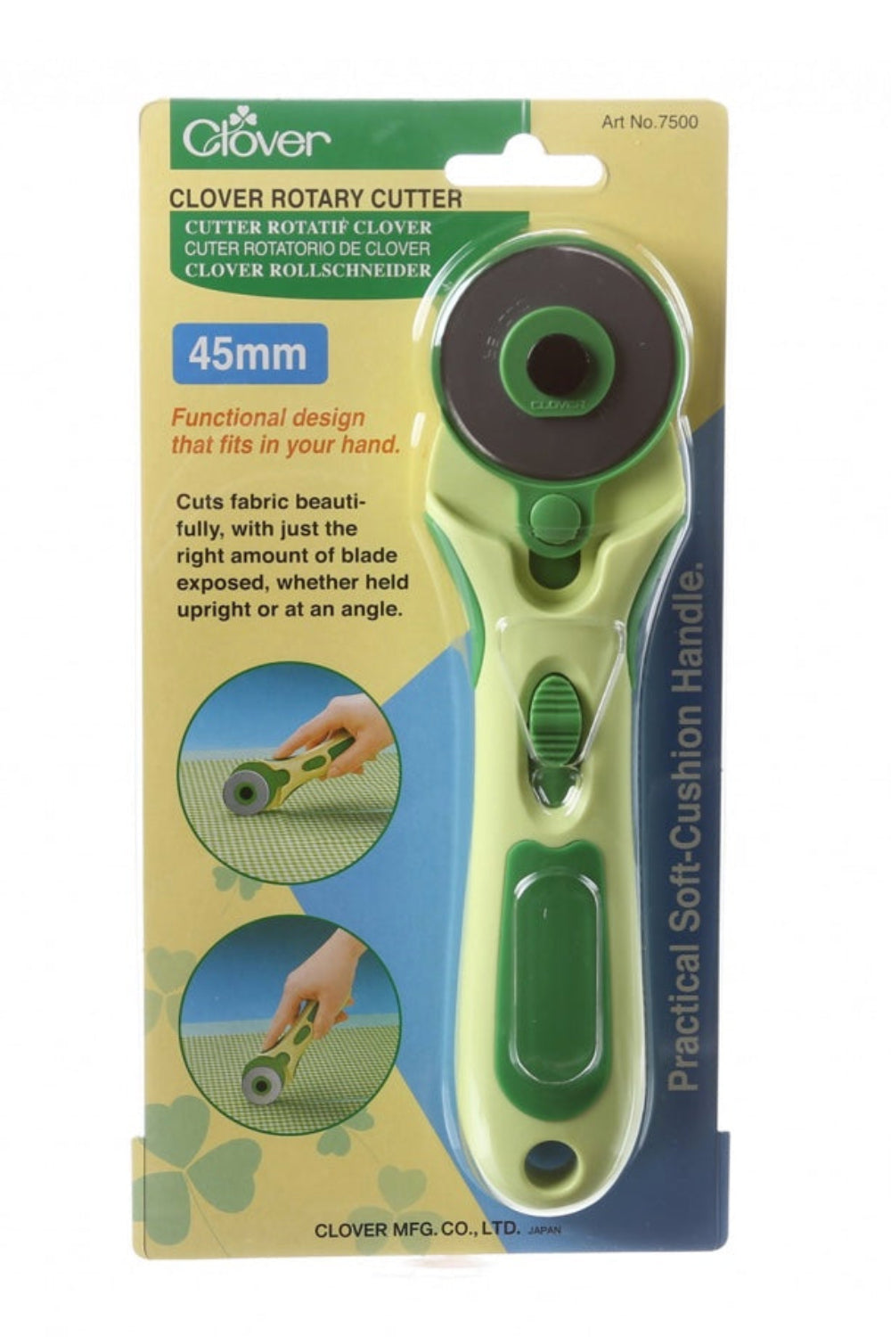 Clover Soft Grip Rotary Cutter 45mm – notion – colorful textile design