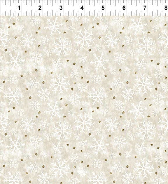 Winter Solstice II Cream Snowflakes Metallic – fabric – colorful textile design