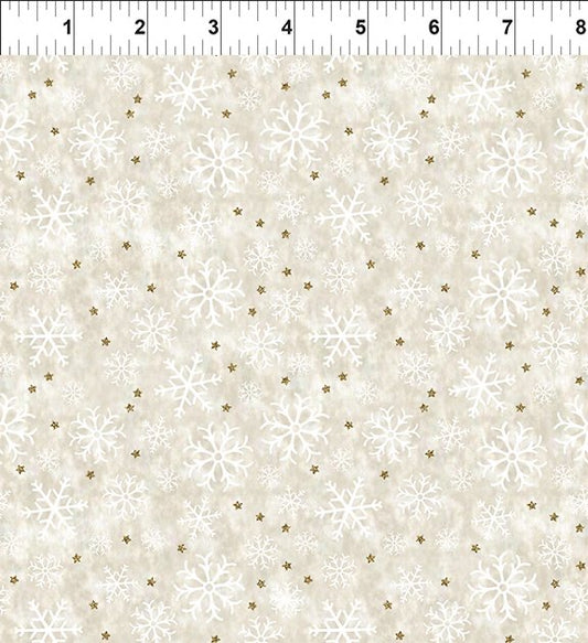 Winter Solstice II Cream Snowflakes Metallic – fabric – colorful textile design