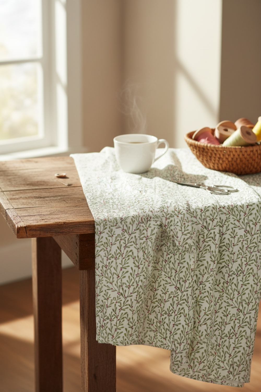 Winter Solstice II White Branches quilting cotton on bolt with pleated folds – lifestyle shot for quilters