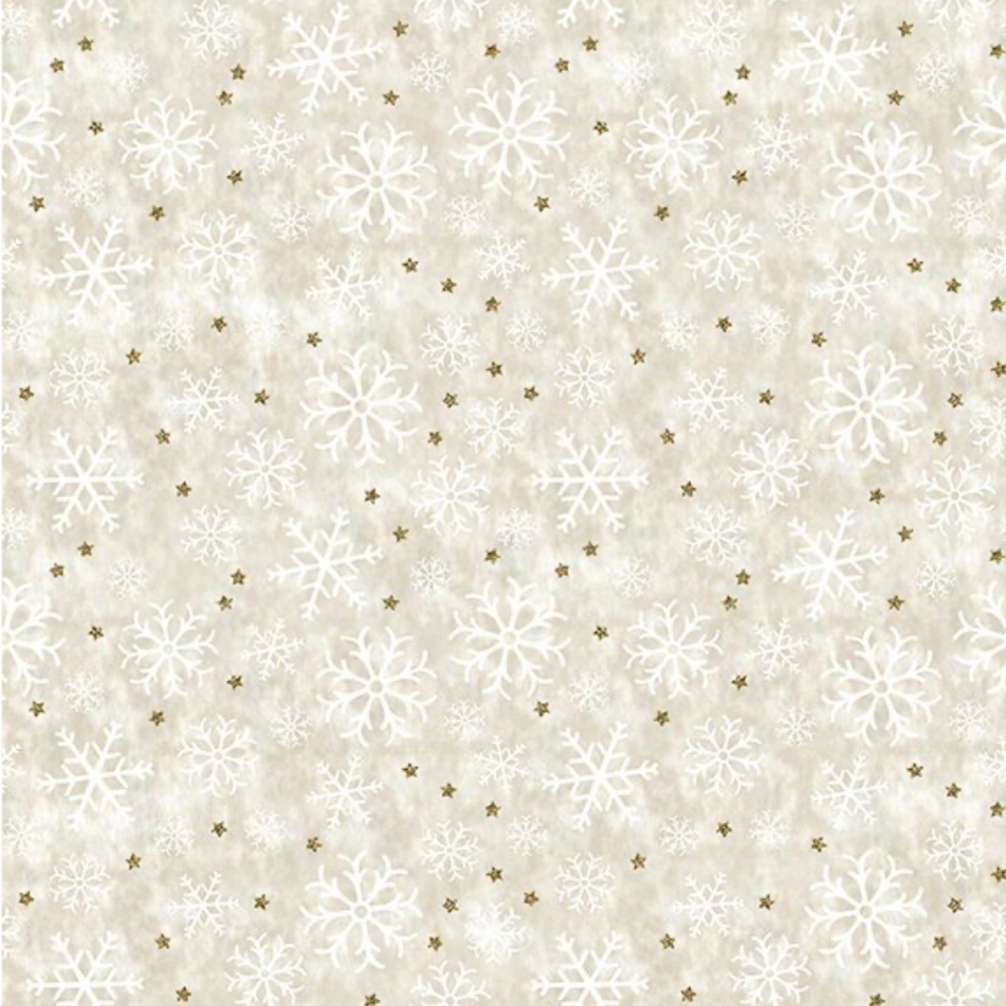 Winter Solstice II Cream Snowflakes Metallic quilting cotton fabric by Jason Yenter – premium 100% cotton showing delicate snowflakes with metallic accents