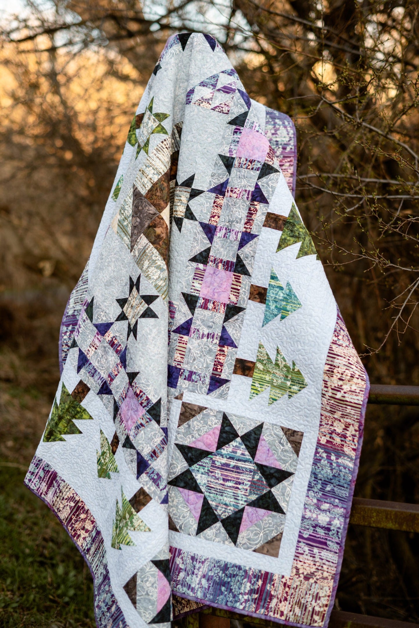 A Walk in the Woods BOM: Month 6 – block of the month – colorful textile design