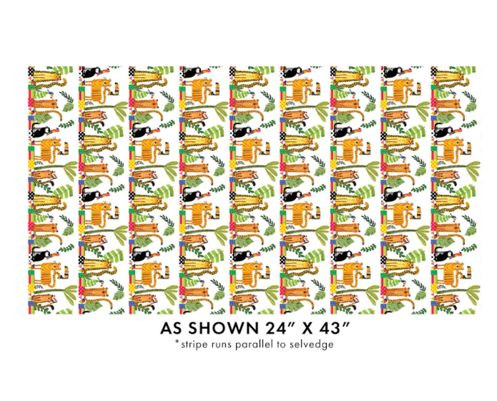 Safari Fun – Stripe White/Multi – fabric – colorful textile design