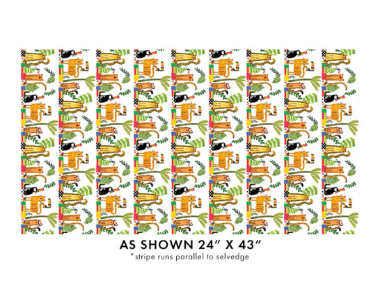 Safari Fun – Stripe White/Multi – fabric – colorful textile design