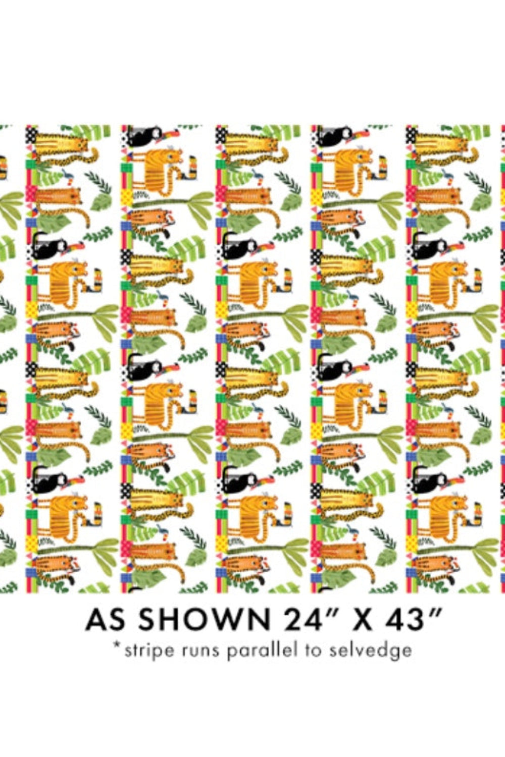 Safari Fun – Stripe White/Multi – fabric – colorful textile design