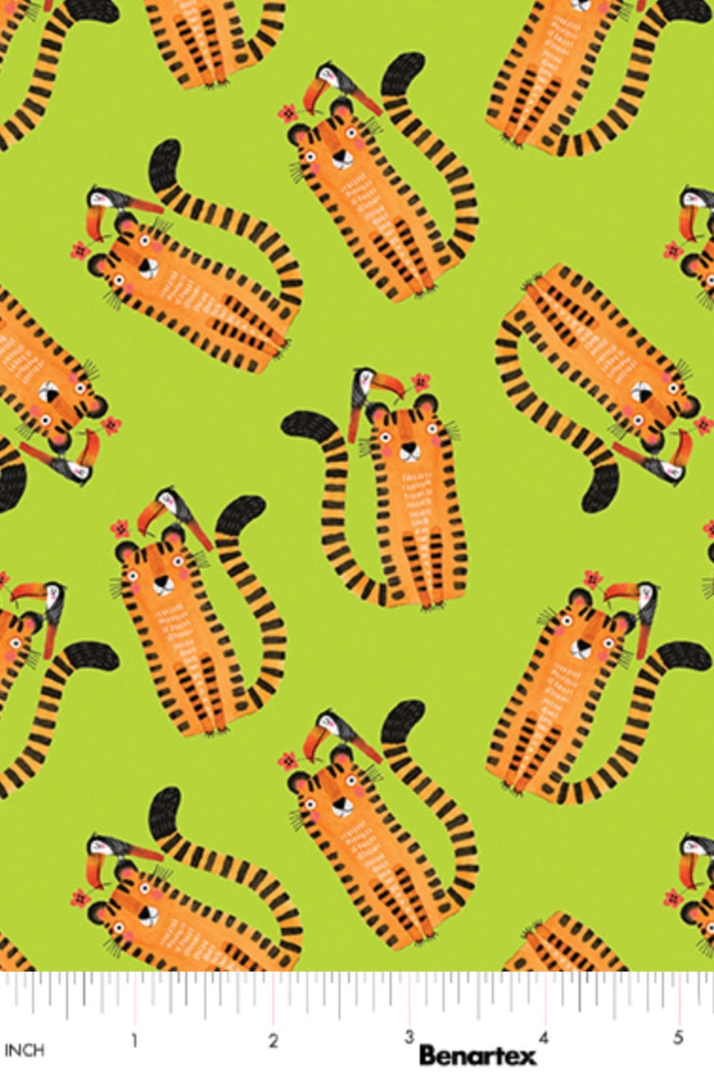 Safari Fun – Tiger Too Lime – fabric – colorful textile design