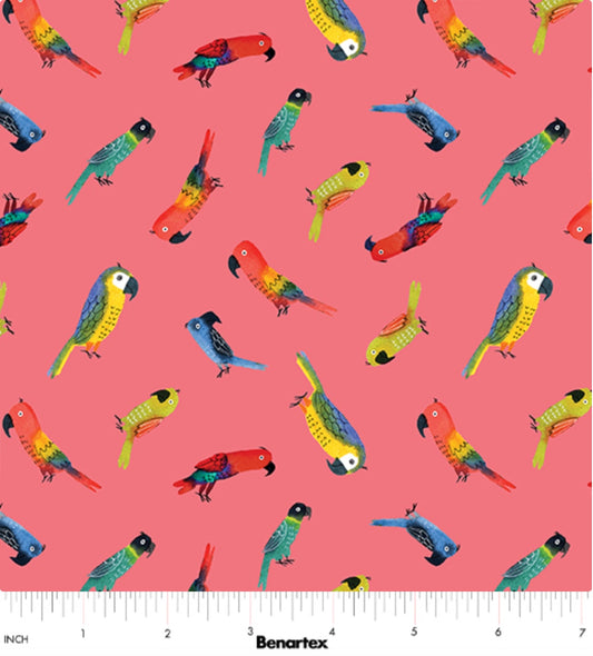 Safari Fun – Jungle Birds Sorbet – fabric – colorful textile design